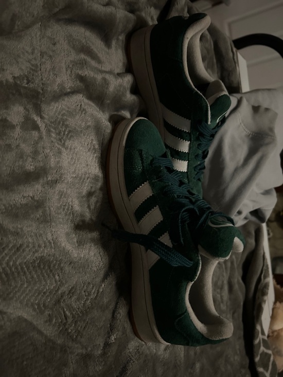 adidas Shoes - adidas Green Suede Trainers with White Three Stripes